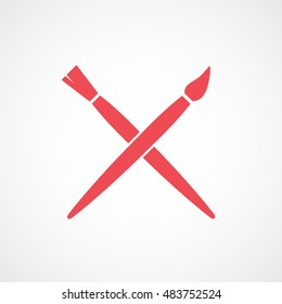 Painting Brush Red Flat Icon On White Background