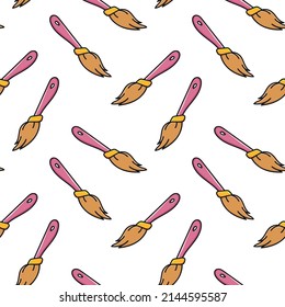 Painting brush seamless pattern doodle colored vector.