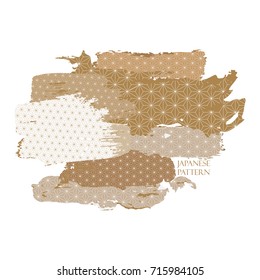 Painting brush shape with Japanese pattern vector background for cover page design, template, web design, wallpaper, backdrop, card, poster.