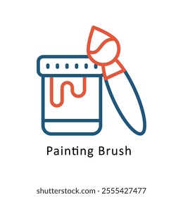 Painting Brush Vector Two Colors Outline Icon. Eps file 10