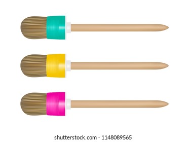 Painting brush in vector.Paint brush on white background.Vector illustration.Photorealistic brush in vector.