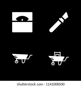 painting brush, wheelbarrow, measuring and wheelbarrow icons set. Vector graphic design for web and application