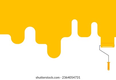 Painting by yellow roller vector chasing abstract wave drops