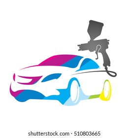 Painting car design vector business silhouette
