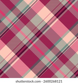 Painting check seamless background, scotland textile pattern vector. Repeating fabric texture tartan plaid in red and light colors palette.