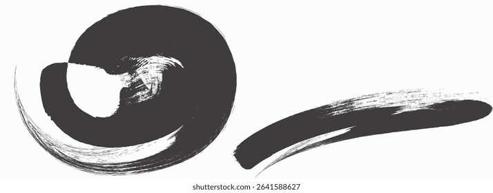 painting circular brush strokes. ink spools, painting brush strokes, brush artistic design elements. Dirty watercolor textures, frames, boxes, splatters, grunge backgrounds.eps8

