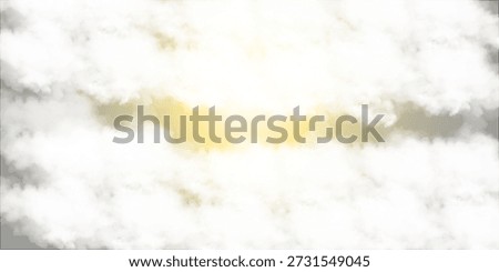 A painting of a cloudy sky with a sun peeking through the clouds. The sky is filled with fluffy white clouds and the sun is shining brightly, creating a warm and peaceful atmosphere