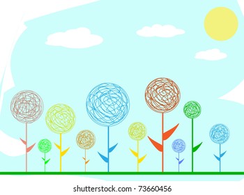painting colorful flowers. Vector illustration