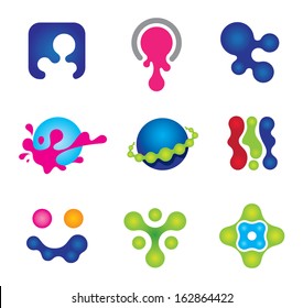 Painting colors splash of social logo community happiness icon set