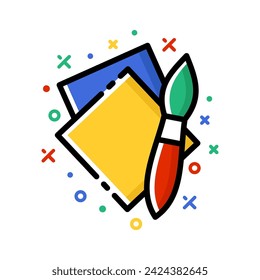 Painting colourful vector illustration. Kids preschool activity icon. 