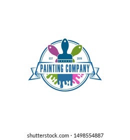 Painting Company Emblem With A Brush Logo Vector Icon Ilustration 