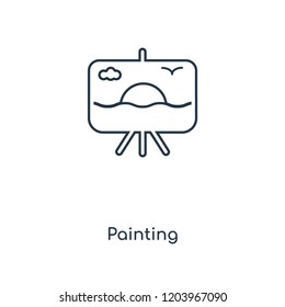 Painting concept line icon. Linear Painting concept outline symbol design. This simple element illustration can be used for web and mobile UI/UX.
