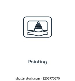 Painting concept line icon. Linear Painting concept outline symbol design. This simple element illustration can be used for web and mobile UI/UX.