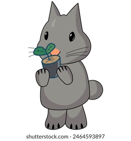 a painting of cute bunny holding a tree. save of world.