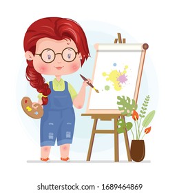 Pintura de un vector de concepto de carácter compacto Ilustración productiva en casa
