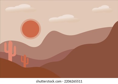 Painting daytime desert landscape vector	