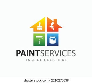 Painting And Decorating Paint Work And House Painting Logo Design Template