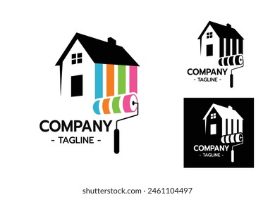 Painting and Decorating Paint Work and House Painter service Logo icon isolated design template on white background vector illustration