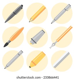 Painting And Drawing Creation Instruments Flat Style Set