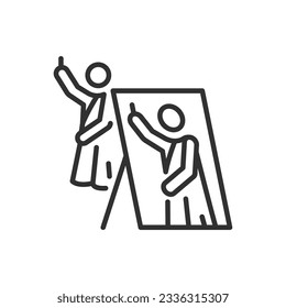 Malerei aus einem echten Objekt, lineares Symbol. Posen. Linie mit bearbeitbarem Hub