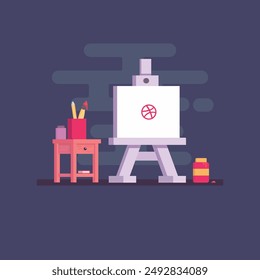 Painting easel icon. Flat illustration of painting easel icon for web design.