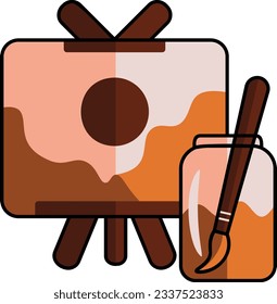 painting easel with paint brush icon over white background vector illustration