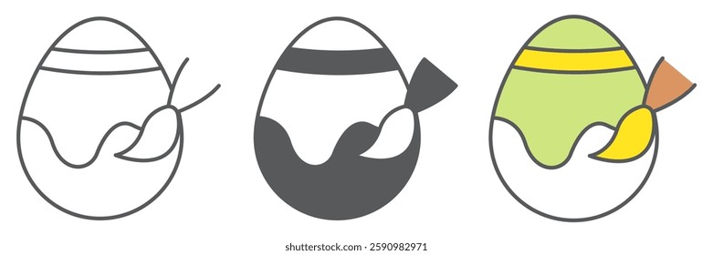 Painting easter egg icon collection, Happy Easter and holiday, easter egg decoration vector icon set, vector graphics, editable stroke outline sign, eps 10