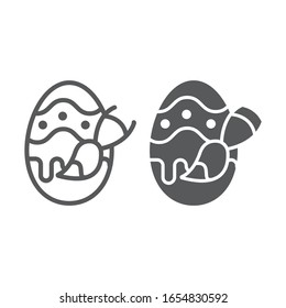 Painting easter egg line and glyph icon, easter and holiday, easter egg decoration sign, vector graphics, a linear pattern on a white background, eps 10