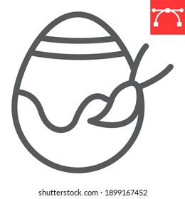Icono de línea de huevo de Pascua pintada, Feliz Pascua y vacaciones, icono vectorial de decoración de huevos de Pascua, gráficos vectoriales, símbolo de contorno de trazo editable, eps 10