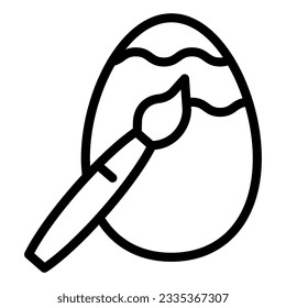 Painting Easter egg line icon. Happy Easter gift painted with pattern outline style pictogram on white background. Decorate egg and brush for mobile concept and web design. Vector graphics