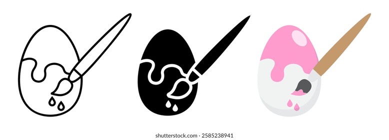 Painting of easter egg line icon collection, easter and holiday, paint set vector graphics, a linear pattern on a white background, eps 10.