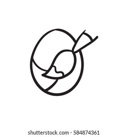 Painting of easter eggs vector sketch icon isolated on background. Hand drawn Painting of easter eggs icon. Painting of easter eggs sketch icon for infographic, website or app.