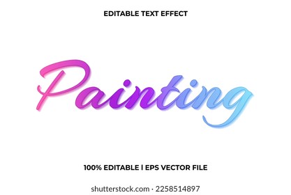 Painting editable text effect, lettering typography font style, trendy 3d text for tittle