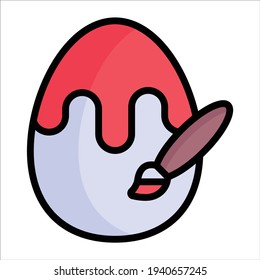 painting egg flat line icon