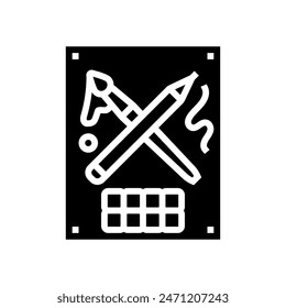 painting elderly leisure glyph icon vector. painting elderly leisure sign. isolated symbol illustration