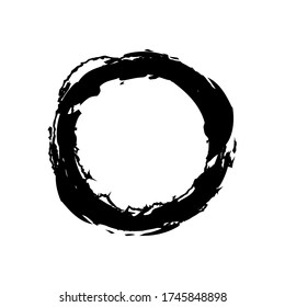 Painting Enso Zen Symbol. Hand Painted Brush Stroke Ring. Enso Vector Symbol. Logo, Emblem Design.