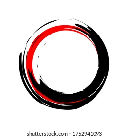 Painting Enso Zen Symbol. Original Freestyle Ring. Zen Enso Symbol. Chinese Style Illustration.