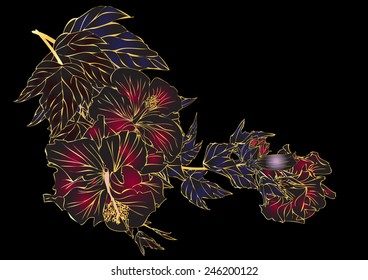 Painting flowers for background vector graphics