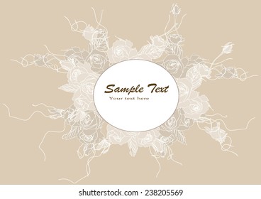 Painting flowers for text,Greeting card with roses, watercolor, can be used as invitation card for wedding, birthday and other holiday and summer background. Vector illustration.