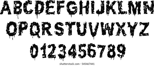 Painting font -  Broken horror font - Vector