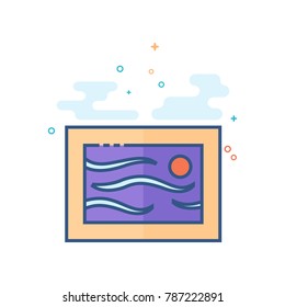 Painting frame icon in outlined flat color style. Vector illustration.