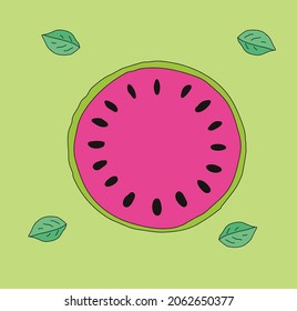 Painting, fruit face, red watermelon
