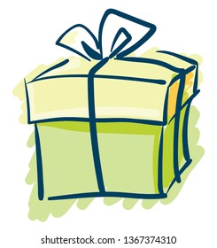 Painting of a gift box vector or color illustration