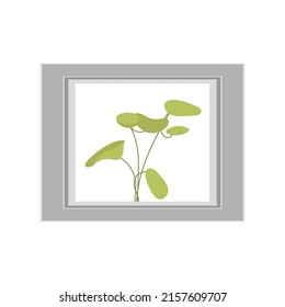 Painting with a green plant. Isolated. Flat style. Vector illustration