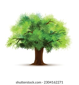 	
Painting a green tree isolated design