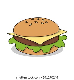 painting hamburger, vector