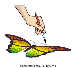 painting hand vector illustration