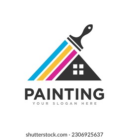 Painting Home Logo Design Illustration