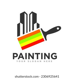 Painting Home Logo Design Illustration