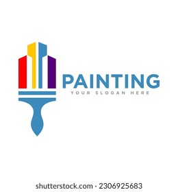 Painting Home Logo Design Illustration